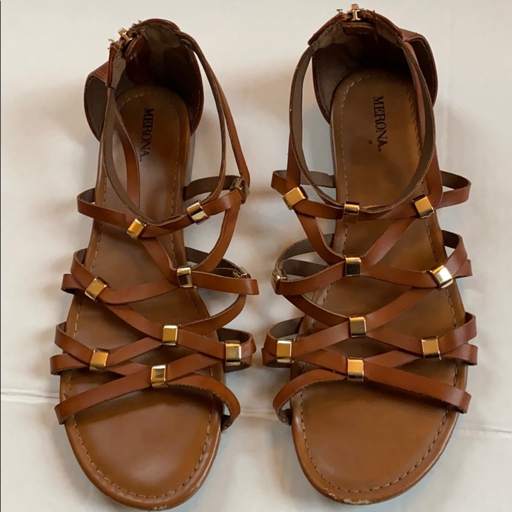 Merona Women’s Faux Leather Gladiator Sandals Sz 9